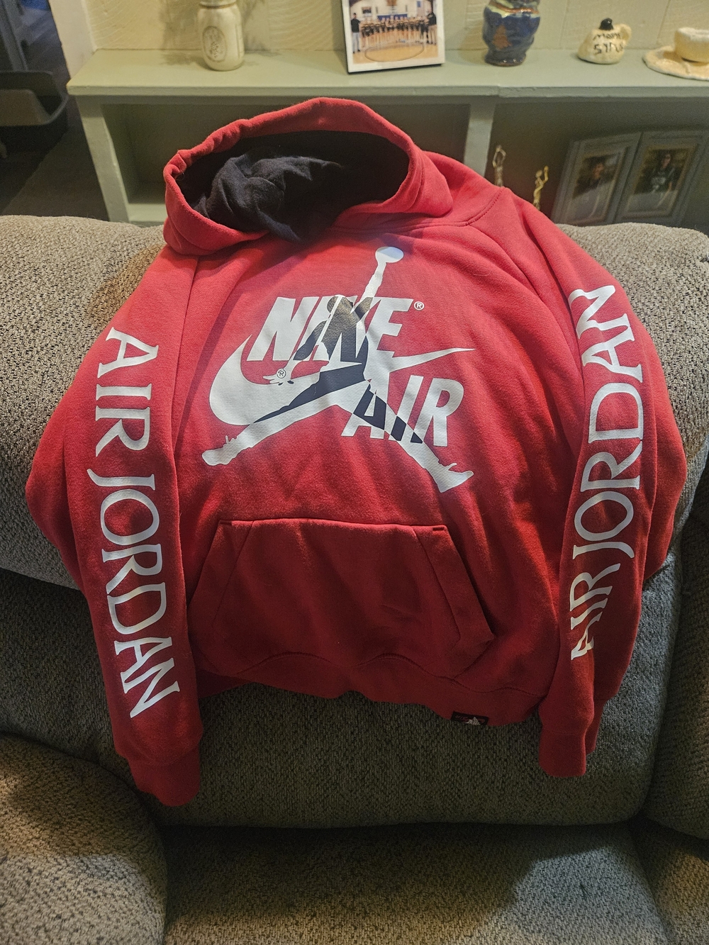 Jordan Red Sweatshirt with White Air Jordan Logo Boys